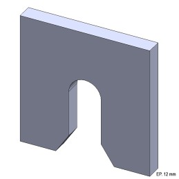 Platine à encoche acier Ø25 mm - 100x100x12 mm - Ref. PLENC25-12