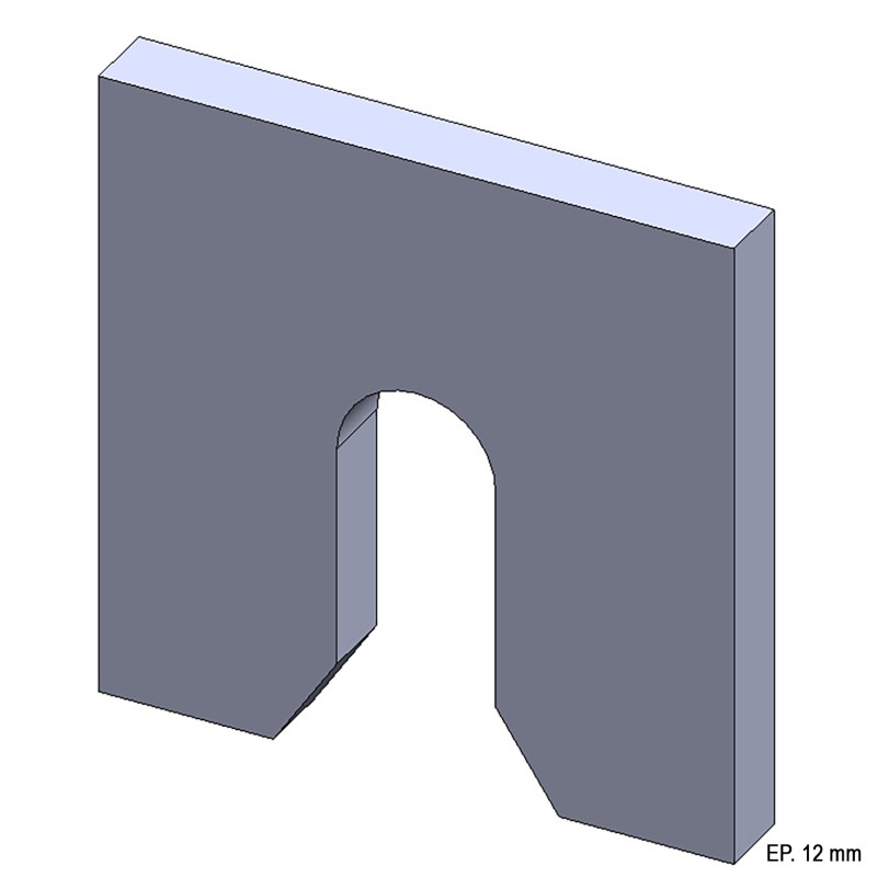 Platine à encoche acier Ø25 mm - 100x100x12 mm - Ref. PLENC25-12