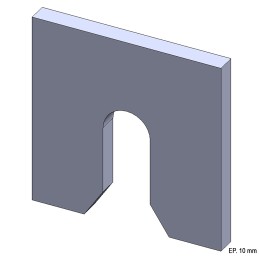 Platine à encoche acier Ø25 mm - 100x100x6 mm - Ref. PLENC25-10