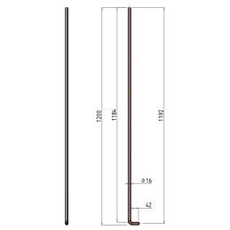 Barreau forgé 1200 mm Rond 16 - Ref RL16C2