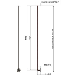 Barreau coudé forgé 1200 mm Rond 16 avec Platine P37N-12 - Ref RL16C2-P37N-12