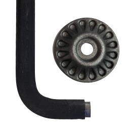 Barreau coudé forgé 1200 mm Rond 16 avec Platine P37N-12 - Ref RL16C2-P37N-12
